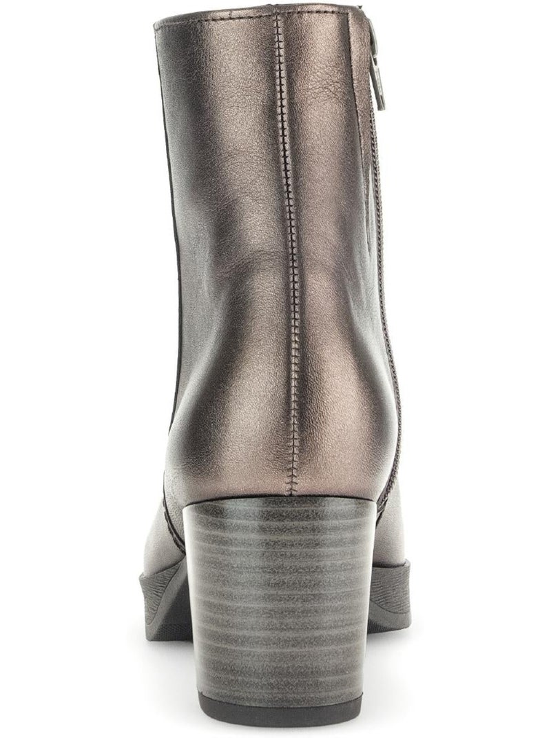 Bottines en cuir lisse Argent - Kiabi