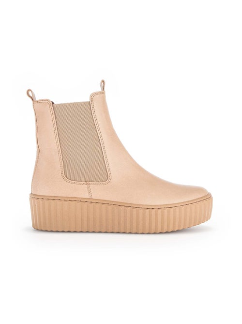 Bottines  en cuir lisse - Kiabi