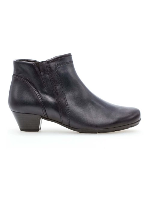 Bottines  en cuir lisse - Kiabi