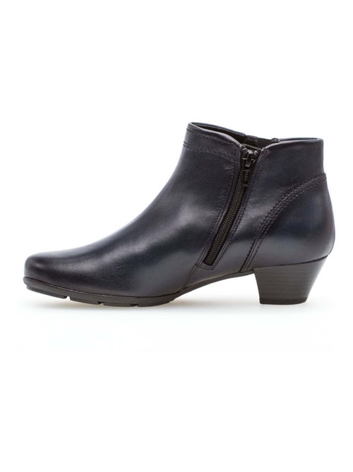 Bottines  en cuir lisse - Kiabi
