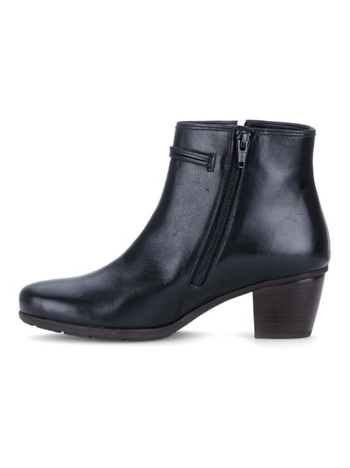 Bottines  en cuir lisse - Kiabi