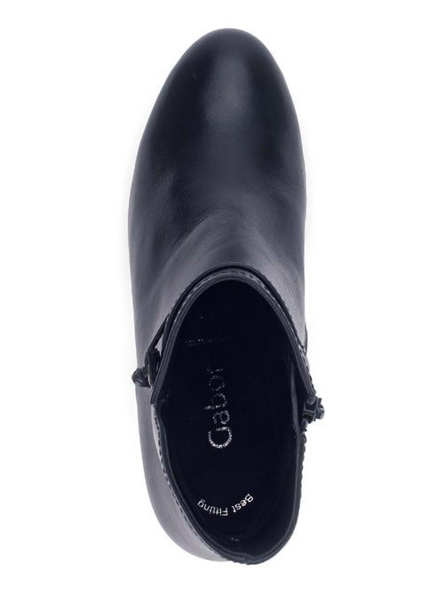 Bottines  en cuir lisse - Kiabi