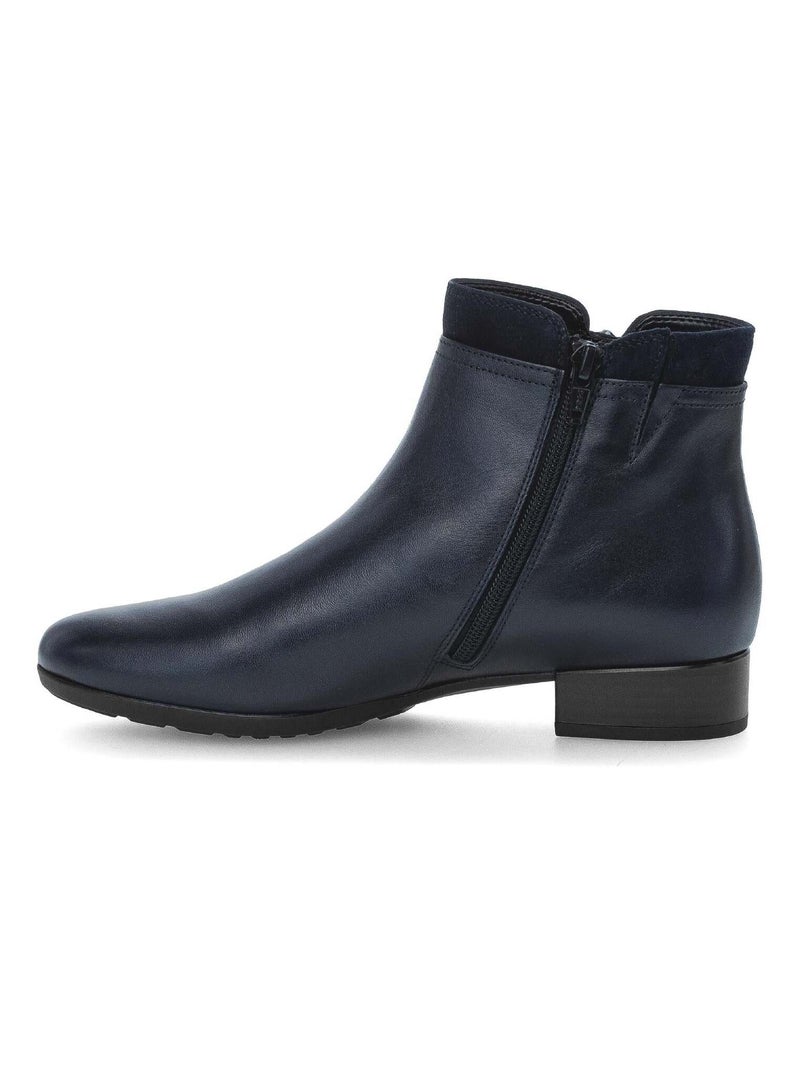 Bottines  en cuir lisse Bleu - Kiabi