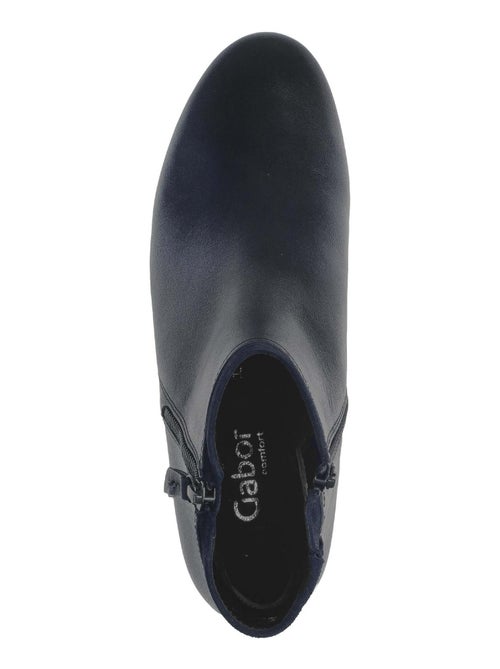 Bottines  en cuir lisse - Kiabi