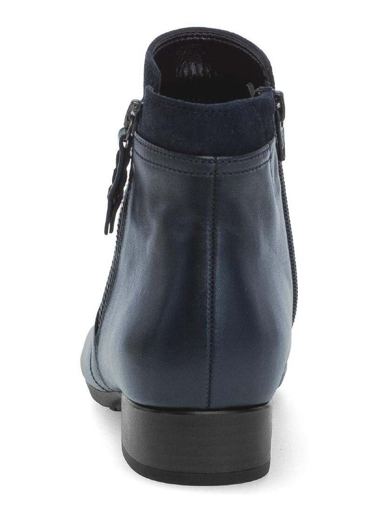 Bottines  en cuir lisse Bleu - Kiabi