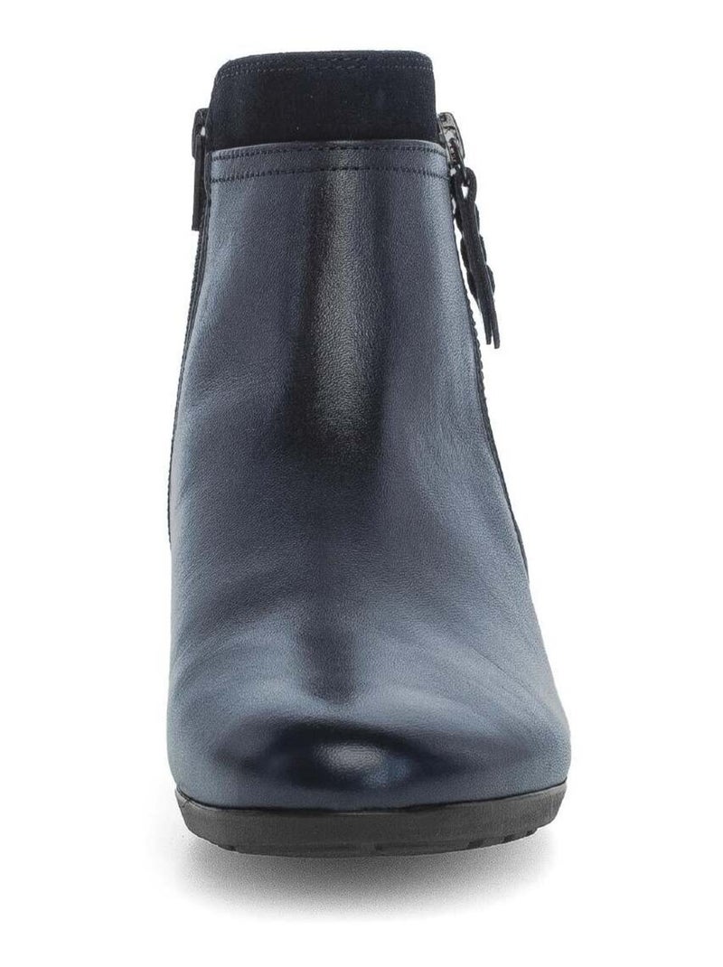 Bottines  en cuir lisse Bleu - Kiabi