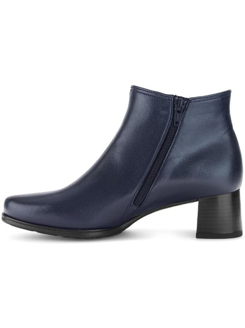 Bottines  en cuir lisse - Kiabi