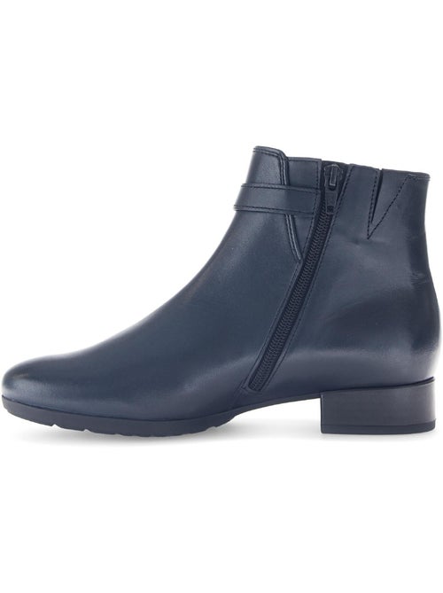 Bottines  en cuir lisse - Kiabi