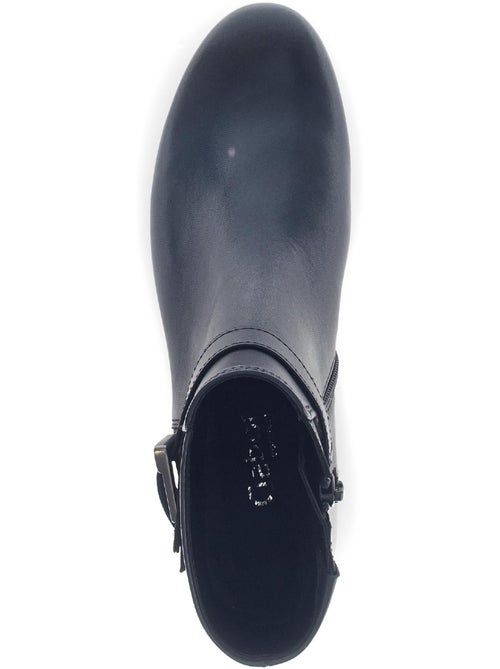 Bottines  en cuir lisse - Kiabi