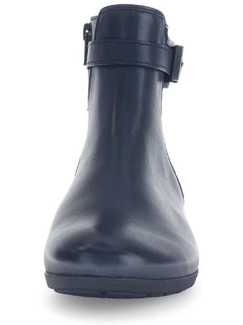 Bottines  en cuir lisse - Kiabi