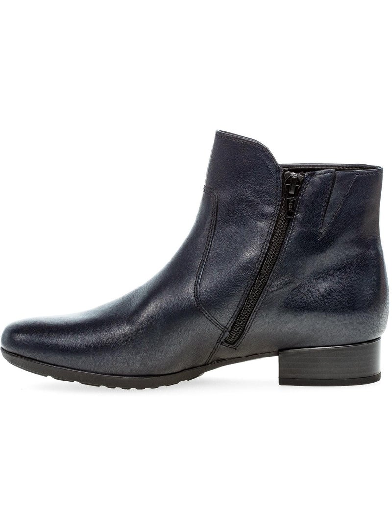 Bottines  en cuir lisse Bleu - Kiabi