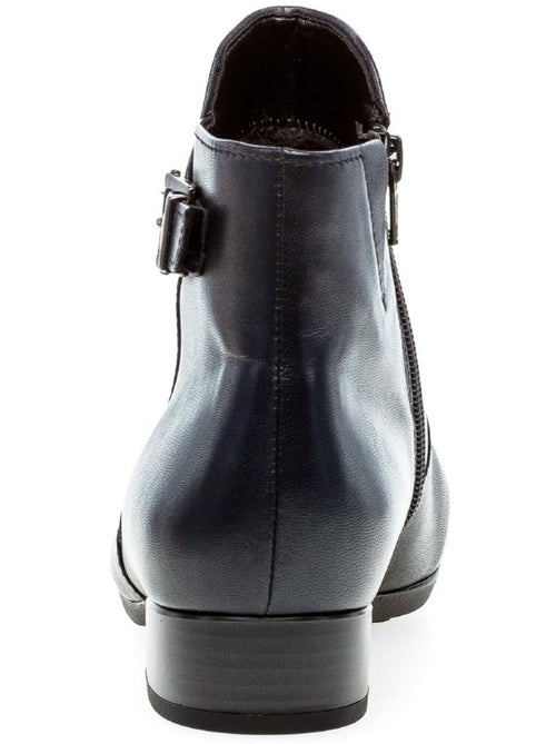 Bottines  en cuir lisse - Kiabi