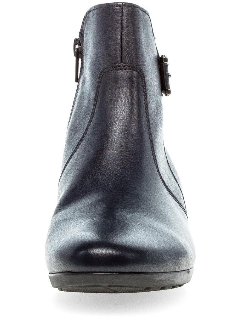 Bottines  en cuir lisse Bleu - Kiabi