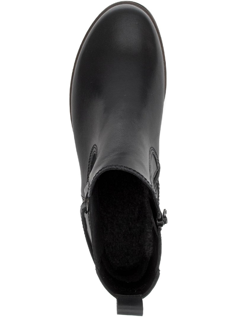 Bottines  en cuir lisse Bleu - Kiabi