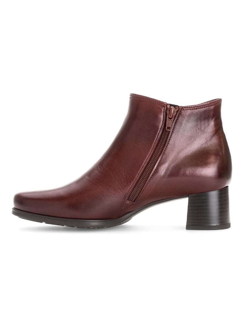 Bottines  en cuir lisse Bordeaux - Kiabi