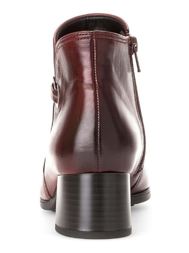 Bottines  en cuir lisse Bordeaux - Kiabi