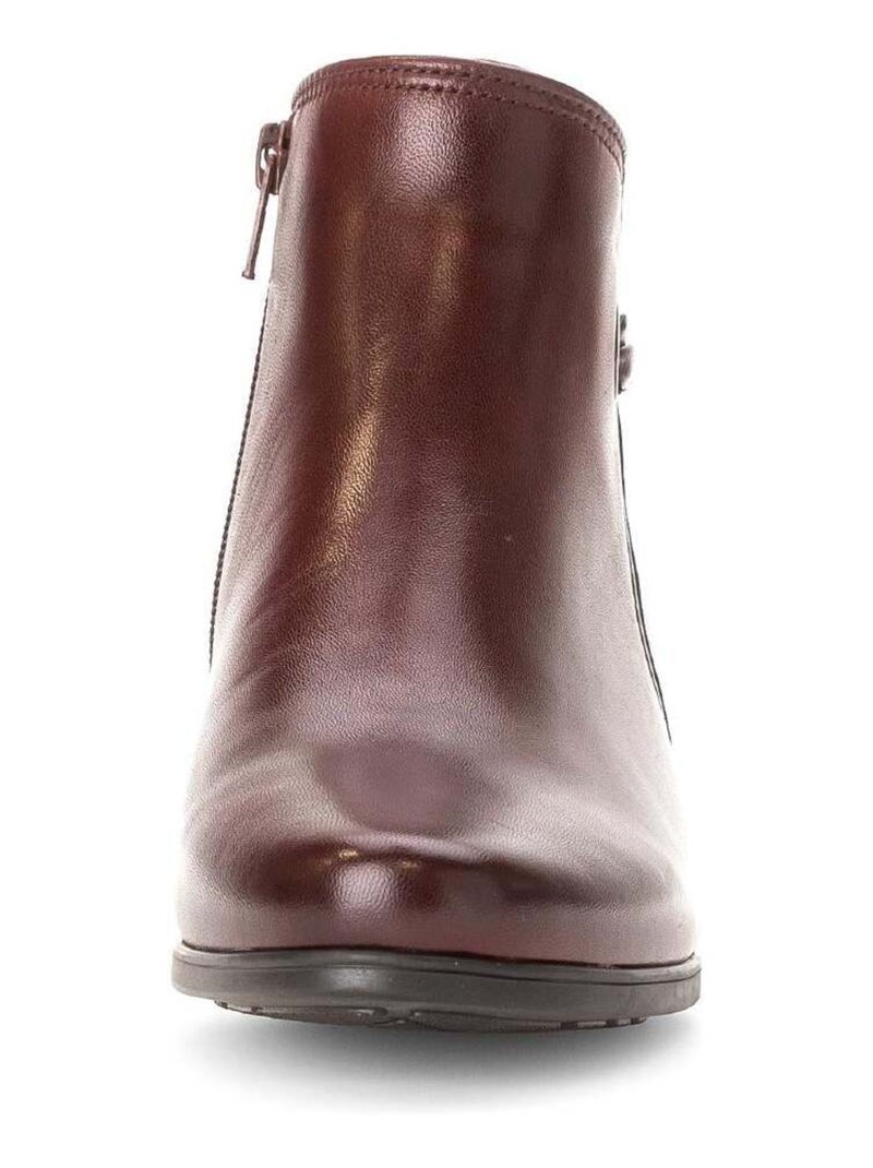Bottines  en cuir lisse Bordeaux - Kiabi