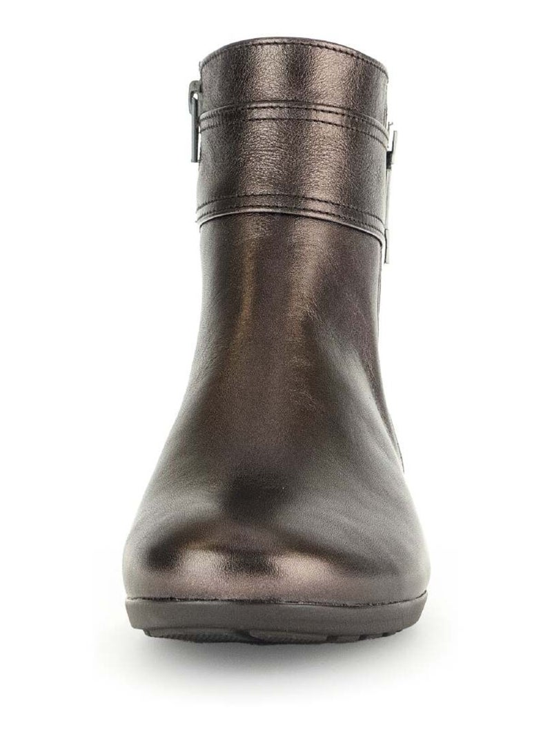 Bottines  en cuir lisse Bronze - Kiabi