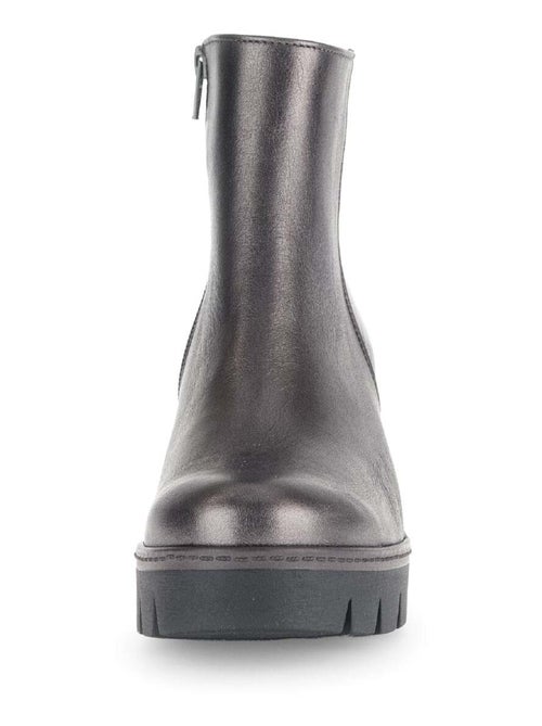 Bottines  en cuir lisse - Kiabi