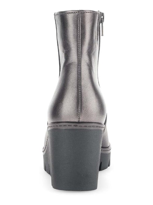 Bottines  en cuir lisse - Kiabi