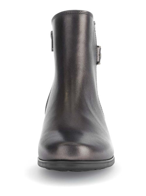 Bottines  en cuir lisse - Kiabi