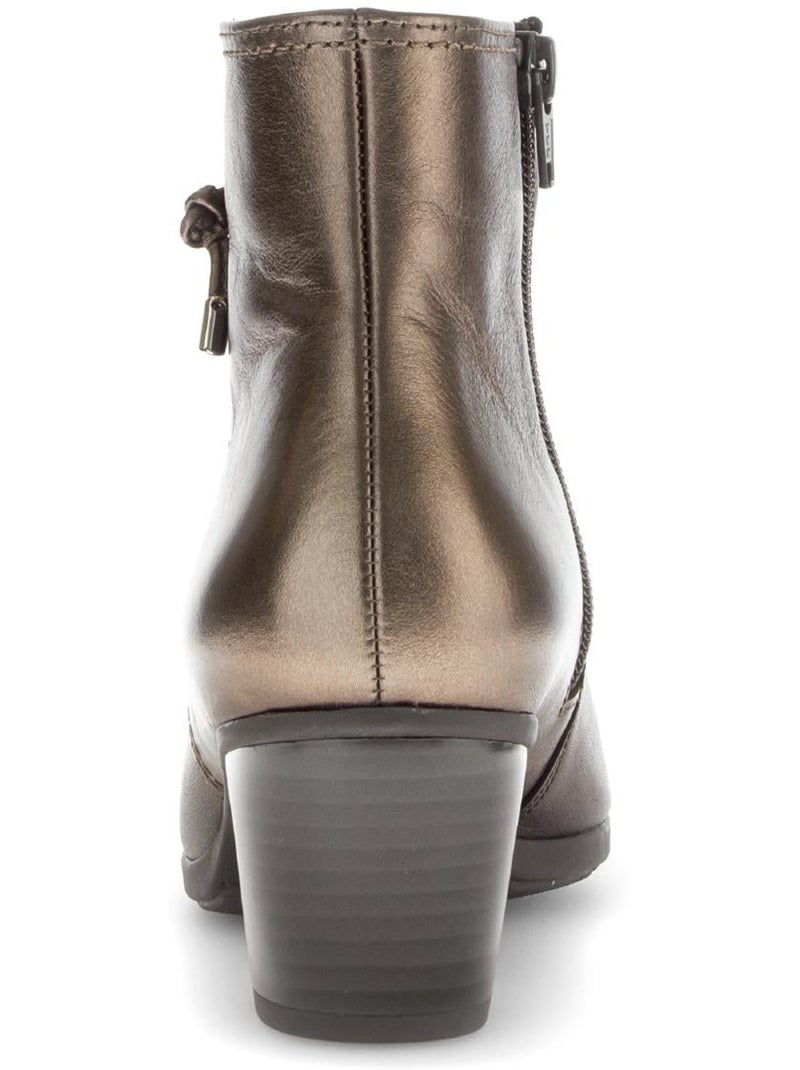 Bottines  en cuir lisse Bronze - Kiabi