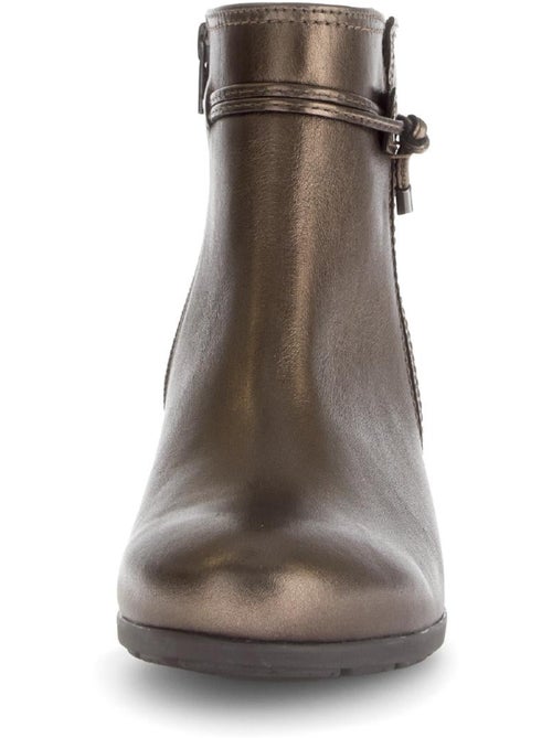 Bottines  en cuir lisse - Kiabi