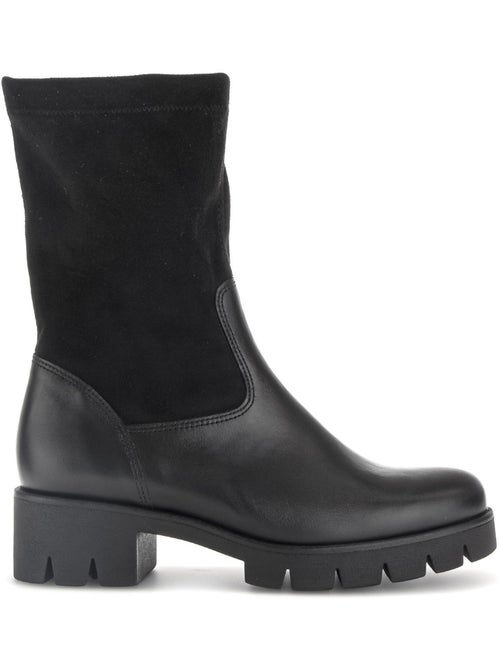 Bottines  en cuir lisse et en velours - Kiabi