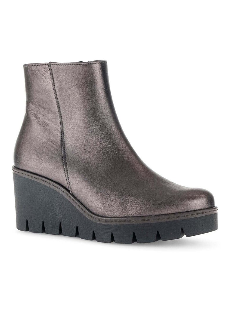 Bottines  en cuir lisse Gabor Bronze - Kiabi