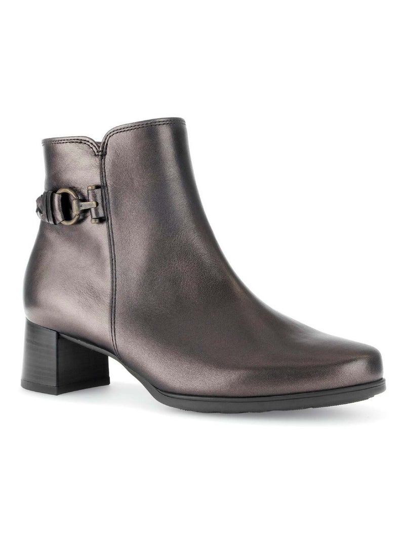 Bottines  en cuir lisse Gabor Bronze - Kiabi