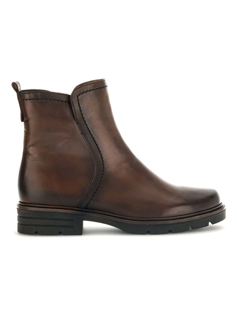 Bottines  en cuir lisse Gabor Marron - Kiabi