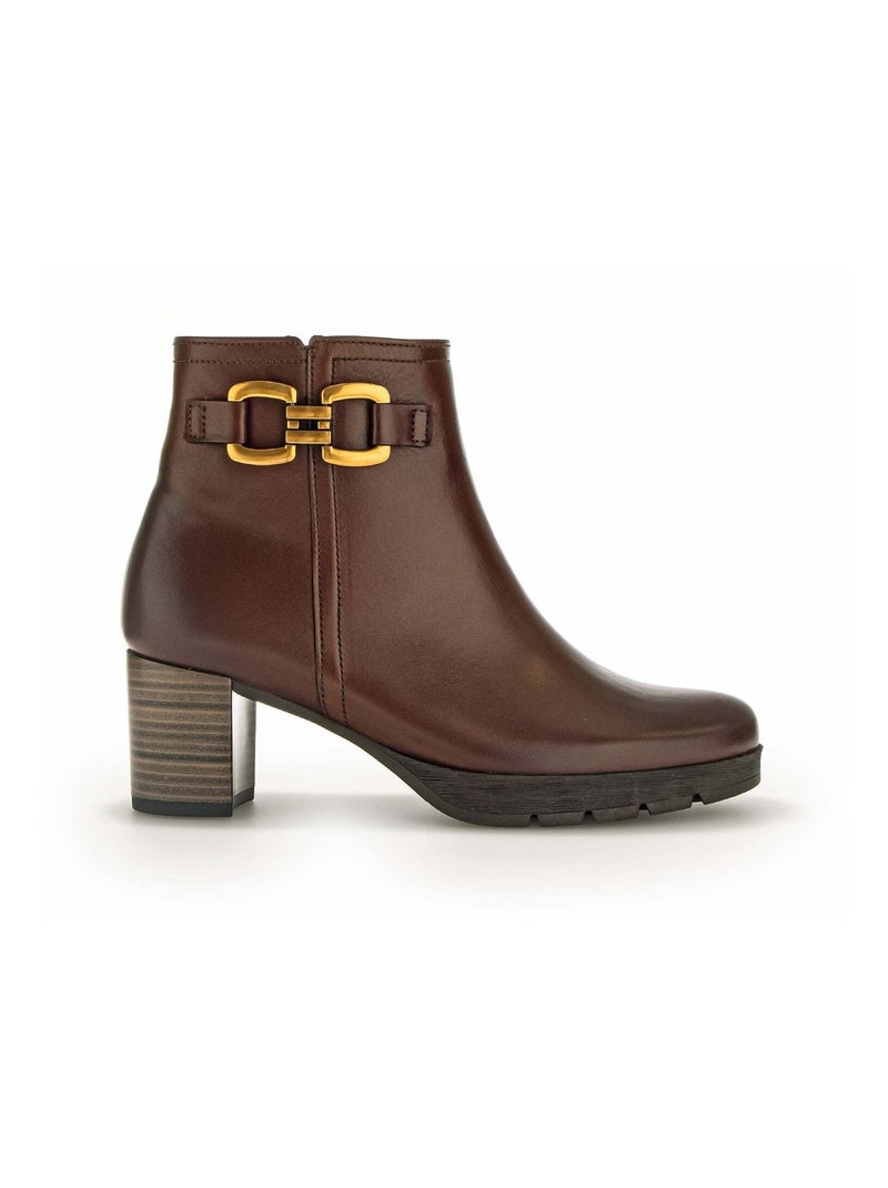Bottines  en cuir lisse Gabor Marron - Kiabi