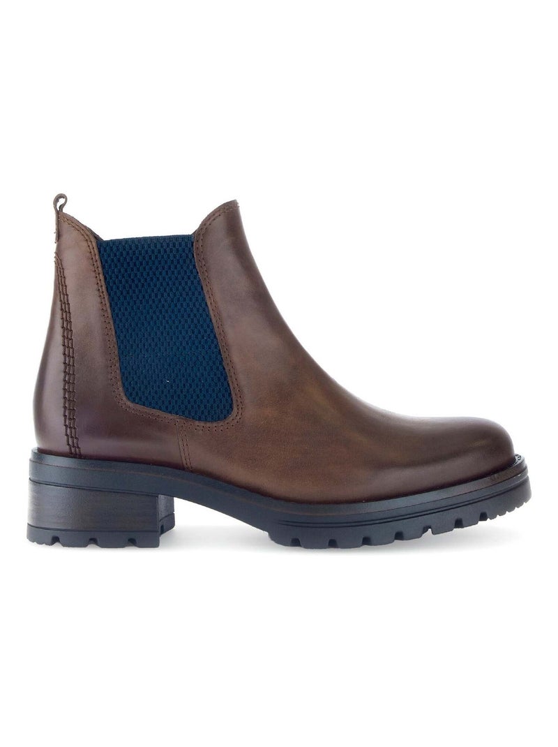 Bottines  en cuir lisse Gabor Marron - Kiabi