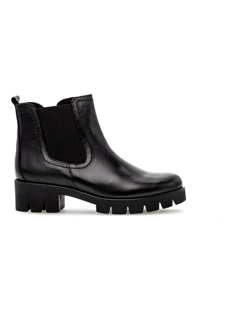 Bottines  en cuir lisse Gabor Noir Noir - Kiabi
