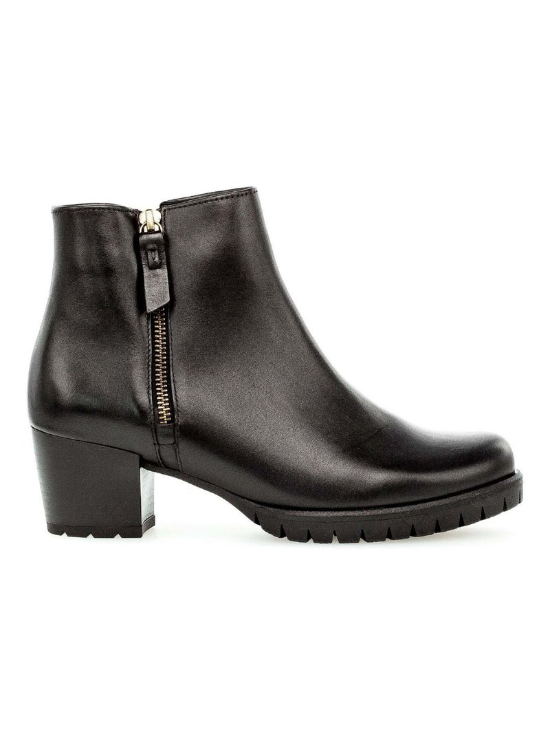 Bottines  en cuir lisse Gabor Noir Noir - Kiabi
