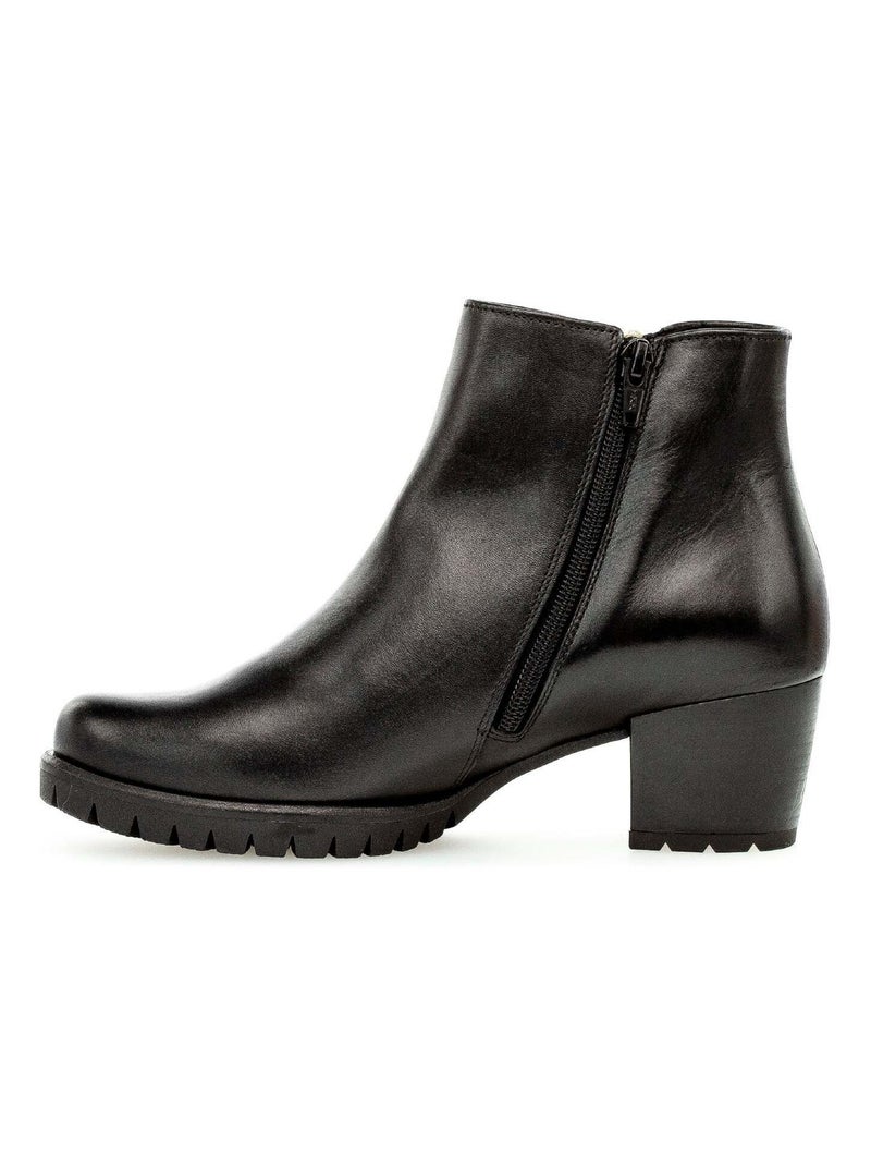 Bottines  en cuir lisse Gabor Noir Noir - Kiabi