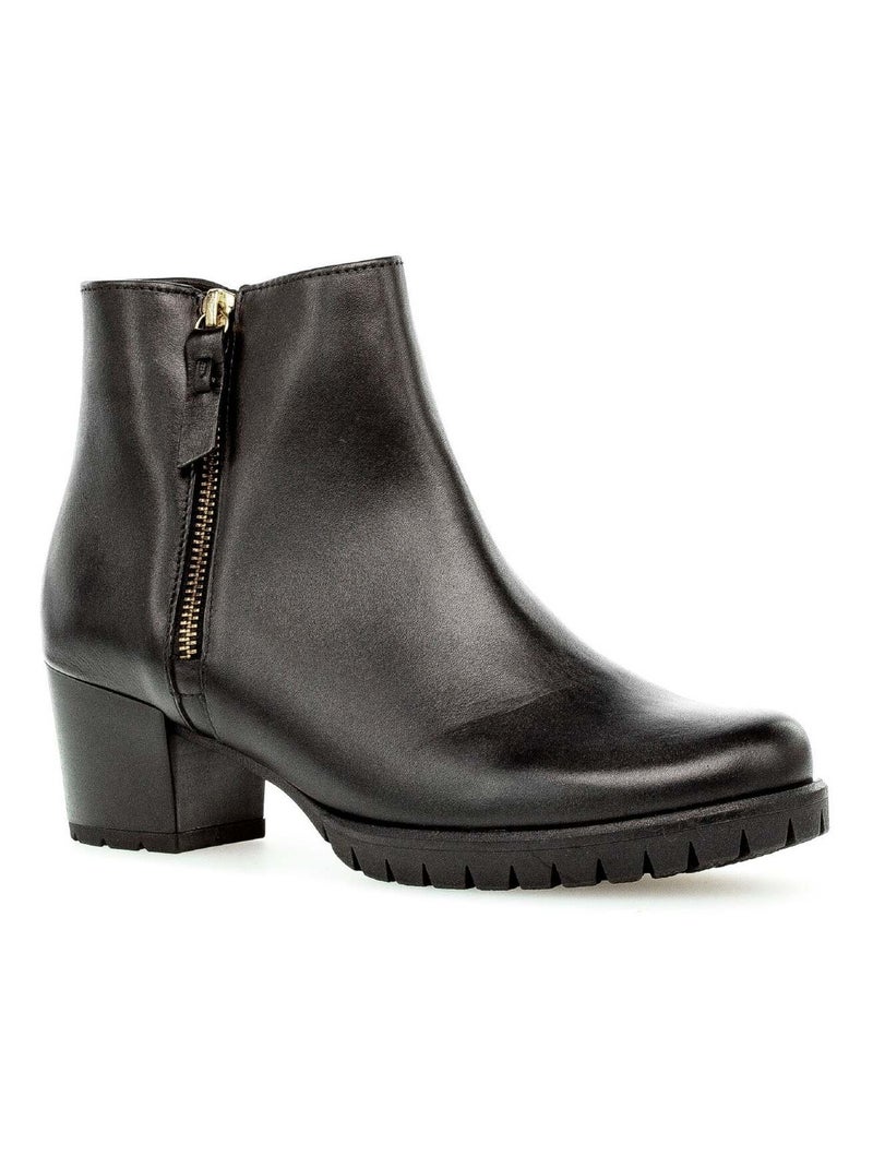 Bottines  en cuir lisse Gabor Noir Noir - Kiabi