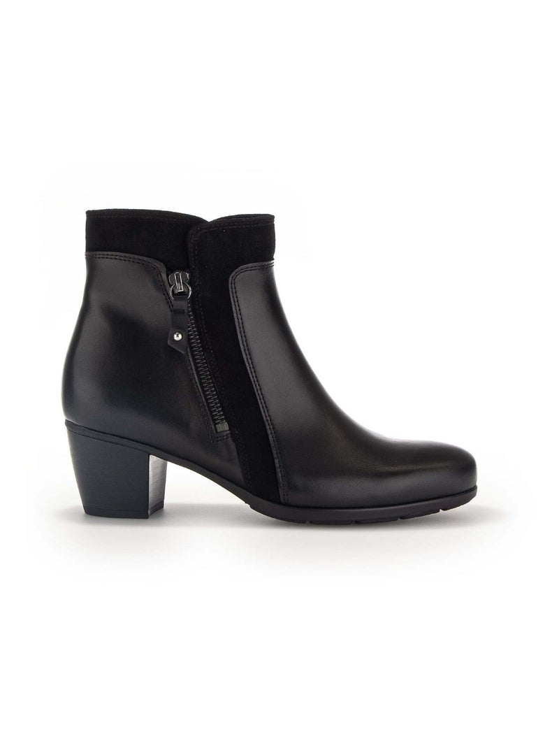 Bottines  en cuir lisse Gabor Noir Noir - Kiabi