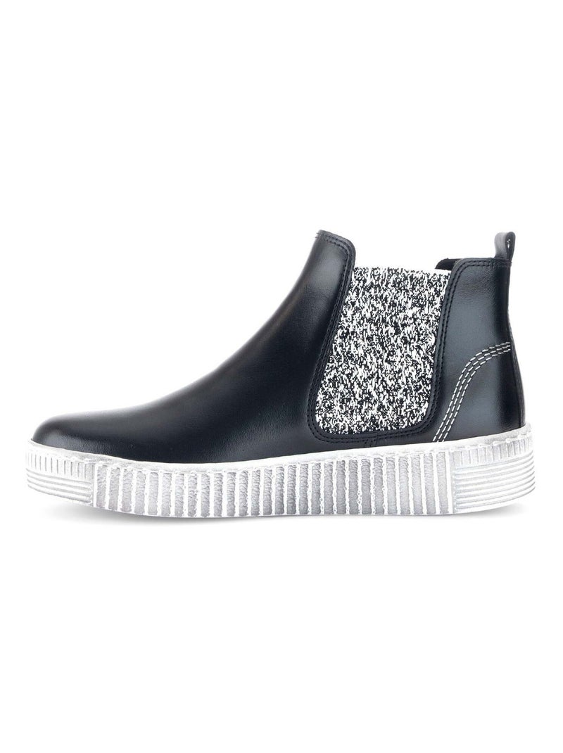 Bottines  en cuir lisse Gabor Noir Noir - Kiabi