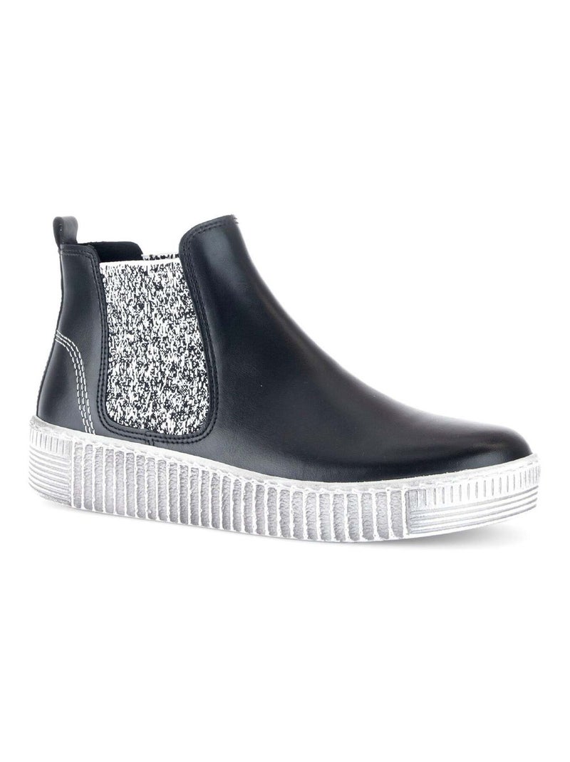 Bottines  en cuir lisse Gabor Noir Noir - Kiabi