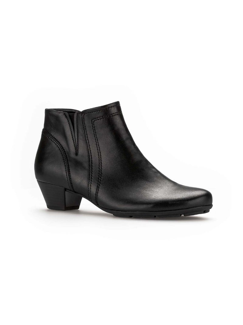 Bottines  en cuir lisse Gabor Noir Noir - Kiabi