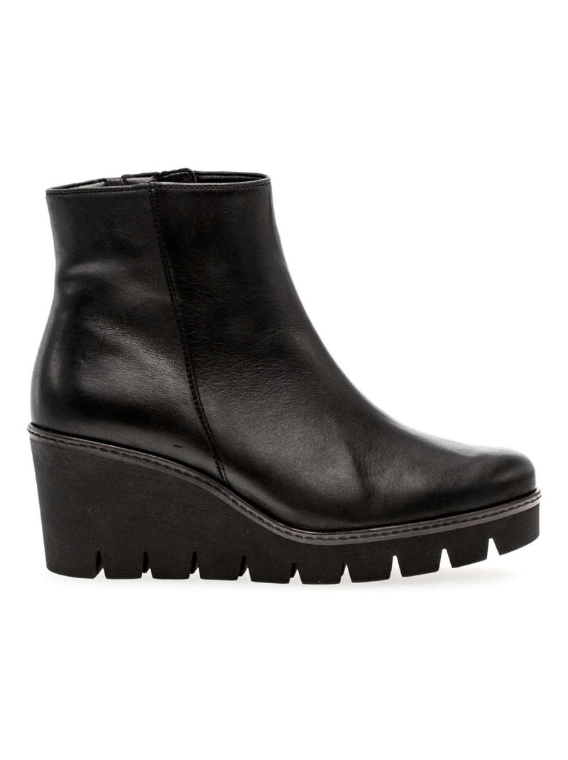 Bottines  en cuir lisse Gabor Noir Noir - Kiabi