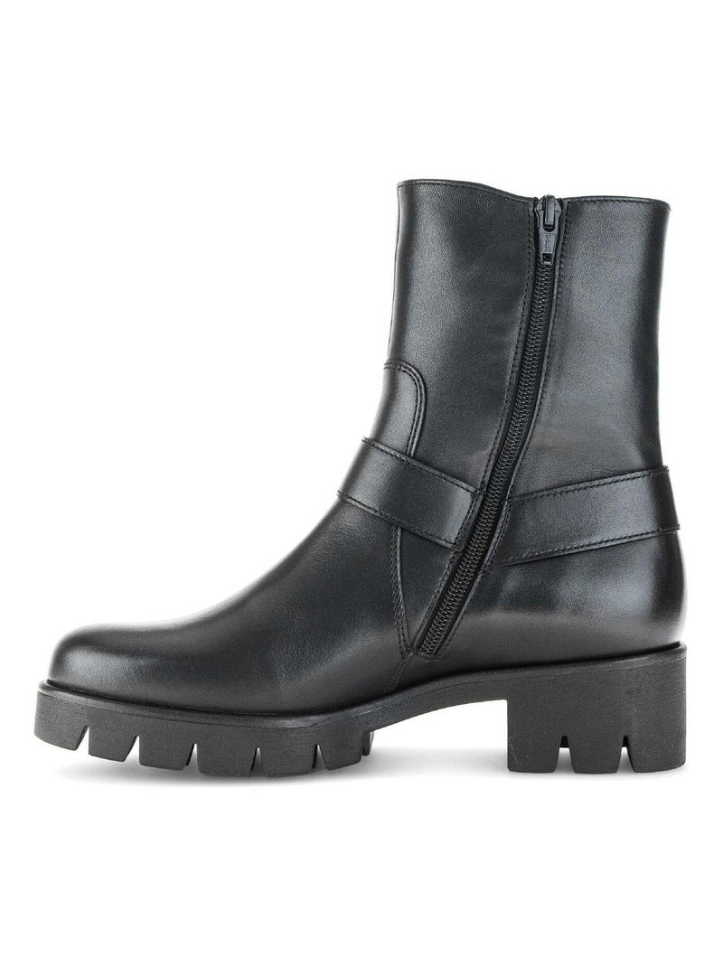 Bottines  en cuir lisse Gabor Noir Noir - Kiabi