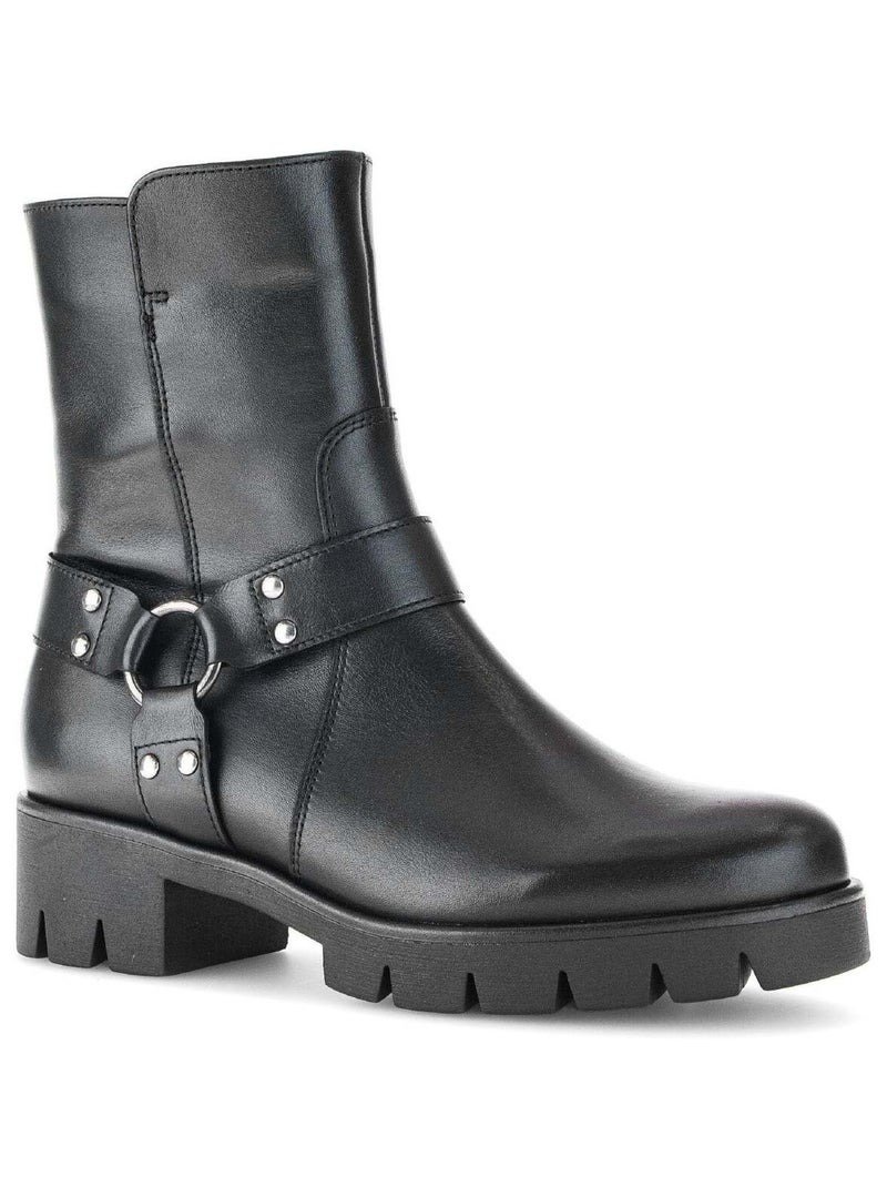 Bottines  en cuir lisse Gabor Noir Noir - Kiabi