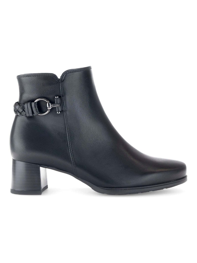 Bottines  en cuir lisse Gabor Noir Noir - Kiabi