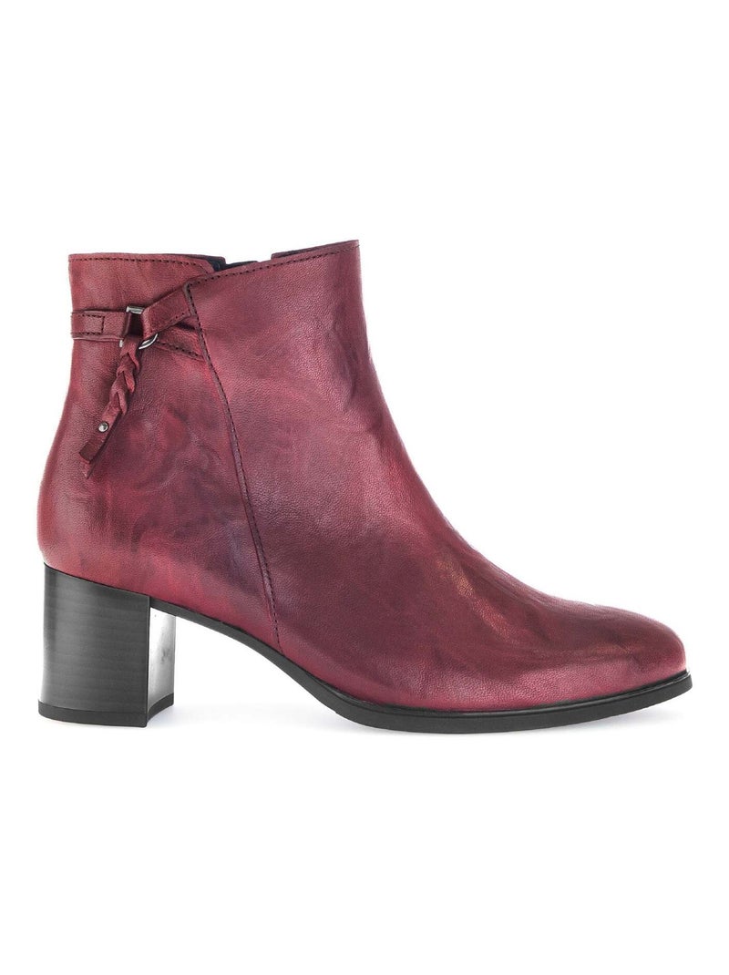 Bottines  en cuir lisse Gabor Rouge - Kiabi