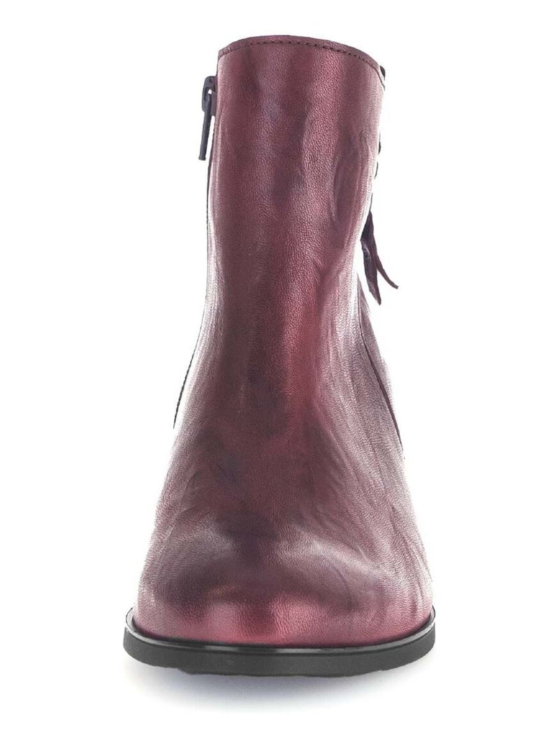 Bottines  en cuir lisse Gabor Rouge - Kiabi