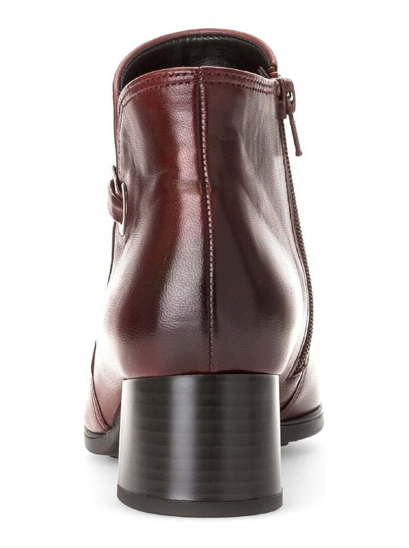 Bottines  en cuir lisse Gabor Rouge - Kiabi