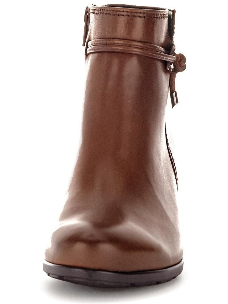 Bottines  en cuir lisse Marron clair - Kiabi