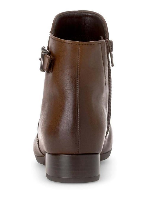Bottines  en cuir lisse - Kiabi